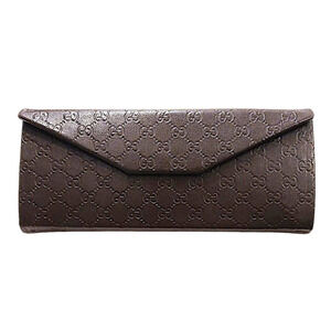 Gucci Collapsible Trifold GG Brown Leather Case Eyeglasses Sunglasses Organizer